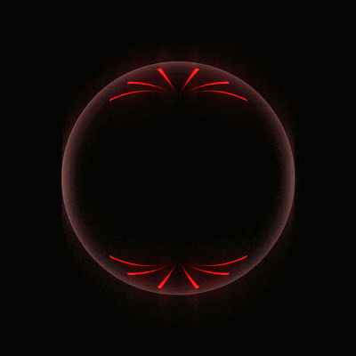 a glowing circle with red lines around it