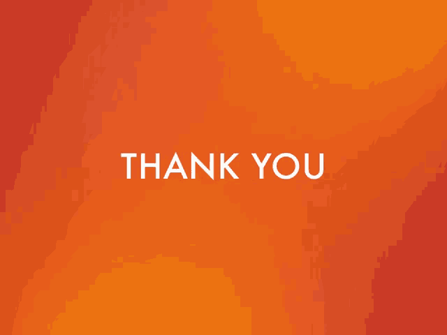 an orange background with the words thank you in white