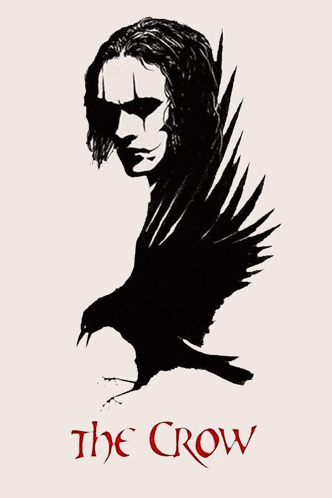 a poster for the movie the crow with a man and bird