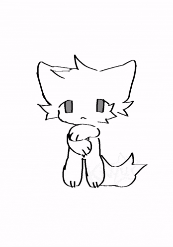 a drawing of a white cat wearing a tie and pink paws