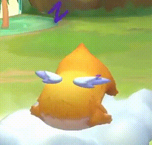 a cartoon character with wings is laying on a cloud .