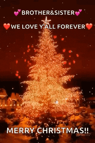 a picture of a christmas tree with the words `` brother & sister we love y 'all forever merry christmas ! ''