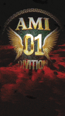a poster that says ami 01 division with a greek key around it