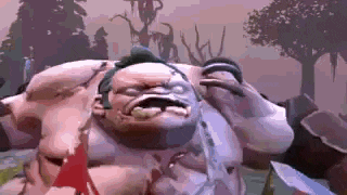 a cartoon character is holding a knife in a video game and making a funny face .