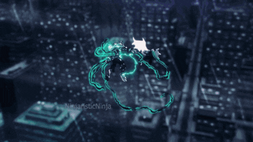a drawing of a person with a green light coming out of it