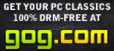 a poster that says get your pc classics 100 % drm free at gog.com