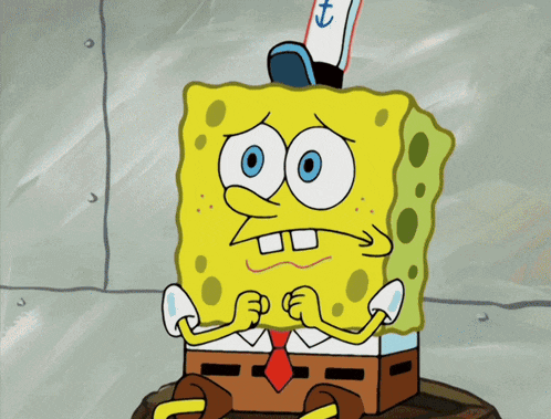 a cartoon of spongebob wearing a sailor hat with the letter t on it