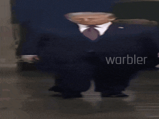 a cartoon of a man in a suit and tie with the word warbler above him