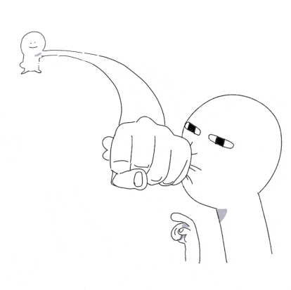 a black and white drawing of a person holding a fist up in the air .