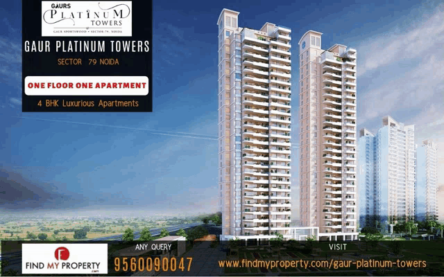 an advertisement for gaur platinum towers shows a picture of the towers