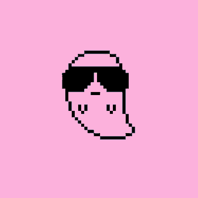 a pixel art of a ghost wearing sunglasses and a hat .