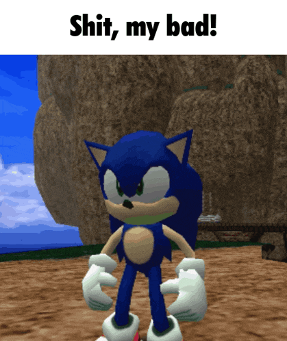 sonic the hedgehog in a video game with the words shit my bad