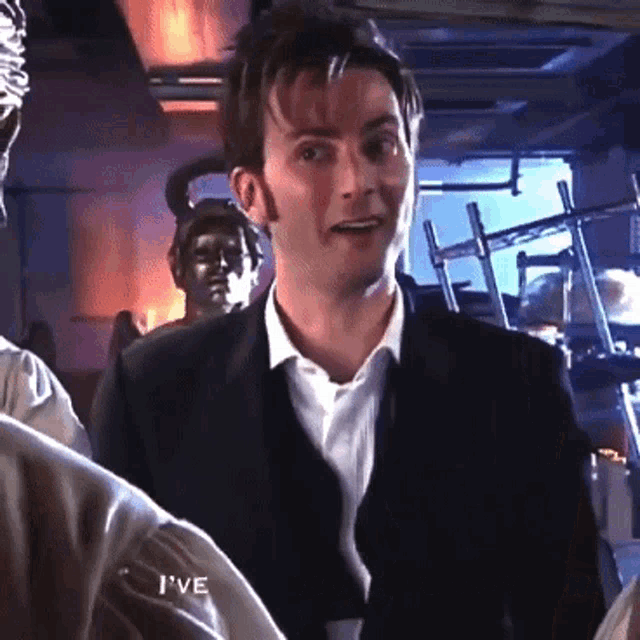 a man in a suit says i 've in the corner of the screen