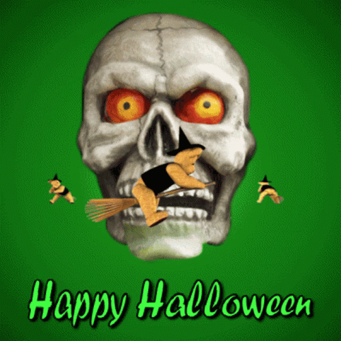 Happy Halloween Halloween Skull GIF - Happy Halloween Halloween Skull Teddy Bear Witch GIFs