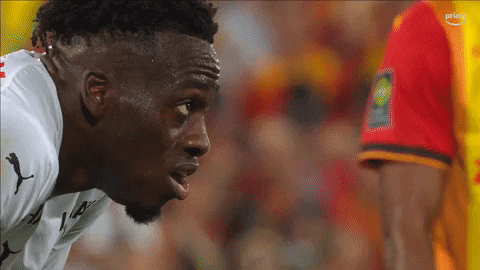 a close up of a soccer player 's face with the word prime on the bottom