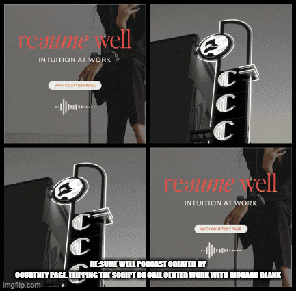 four images of a resume well podcast created by courtney page