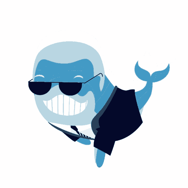 a cartoon whale wearing sunglasses and a suit and tie