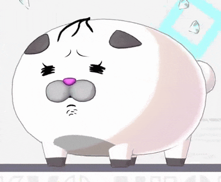 a cartoon sheep with a pink nose is standing on a white surface