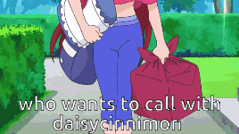 a cartoon of a girl carrying a baby and a bag that says who wants to call with daisycinnimon