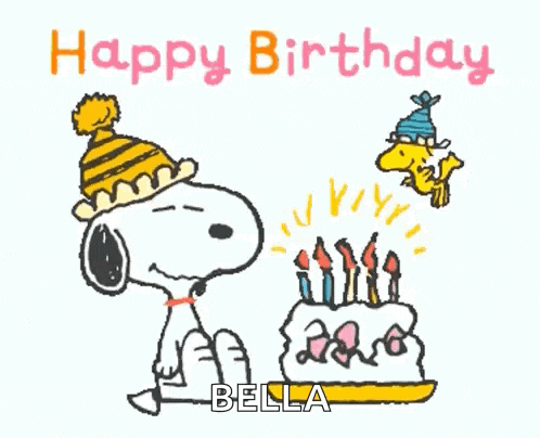 a cartoon of snoopy blowing out candles on a birthday cake .