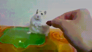 a person is drawing a hamster with a marker on a toy .