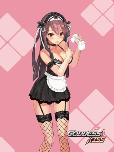 a goddess kiss advertisement with a maid