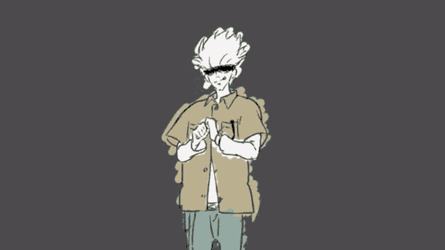 a drawing of a man holding a sword with a shirt that says ' n ' on it