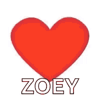 a red heart with the word zoey written on it .