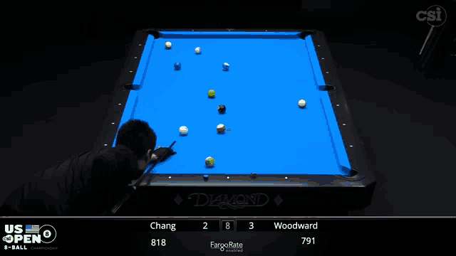 a pool table with a blue cloth says diamond on it