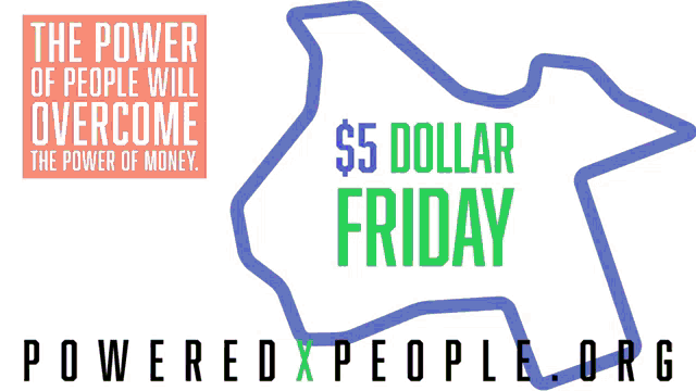 a poster that says $ 5 dollar friday with a green outline