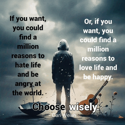 a man standing in the rain with an umbrella and a guitar with a quote from oari welsh