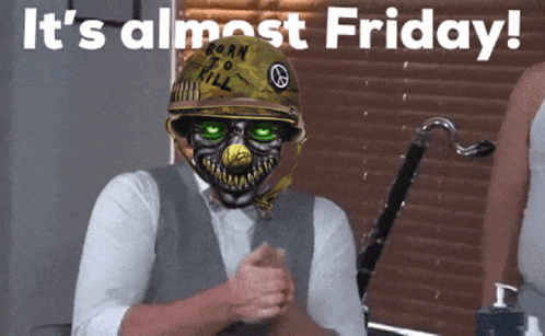 a man with a helmet that says born to kill