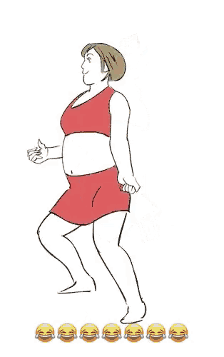 a cartoon of a woman in a red dress standing next to a man in a yellow shirt .