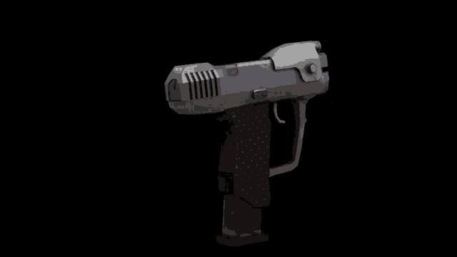 a 3d model of a gun with a black background