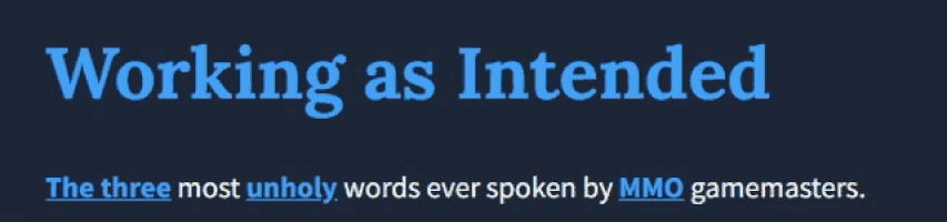 a dark blue background with the words working as intended