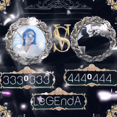 a picture of a man and a woman with the numbers 33330333 4440444 legenda