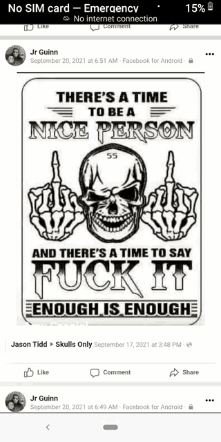 a picture of a skull with the words " there 's a time to be a nice person " on it