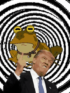 donald trump is giving a middle finger to a frog