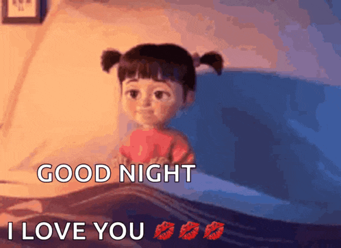 boo from monsters inc says good night i love you with kisses