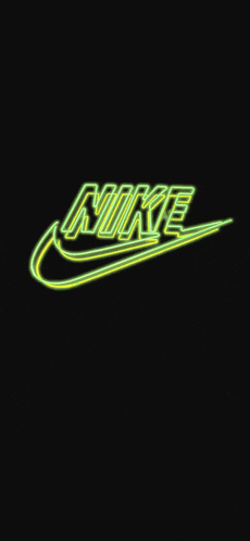a neon yellow nike logo on a black background