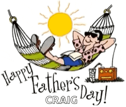 a cartoon of a man laying in a hammock says happy father 's day