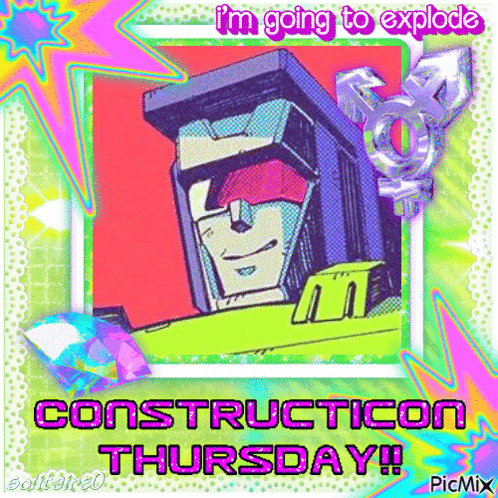 a picture of a robot with the words " i 'm going to explode " on it