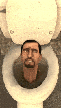 a man with a beard is sitting in a toilet with his head sticking out