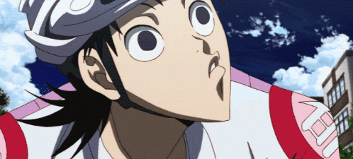 a cartoon character with a surprised look on his face wearing a helmet and a shirt with the letter n on it