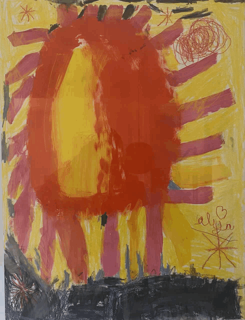 a child 's drawing of a sun with the name allison written on the bottom