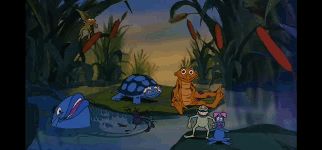 a cartoon scene with a sign that says baby