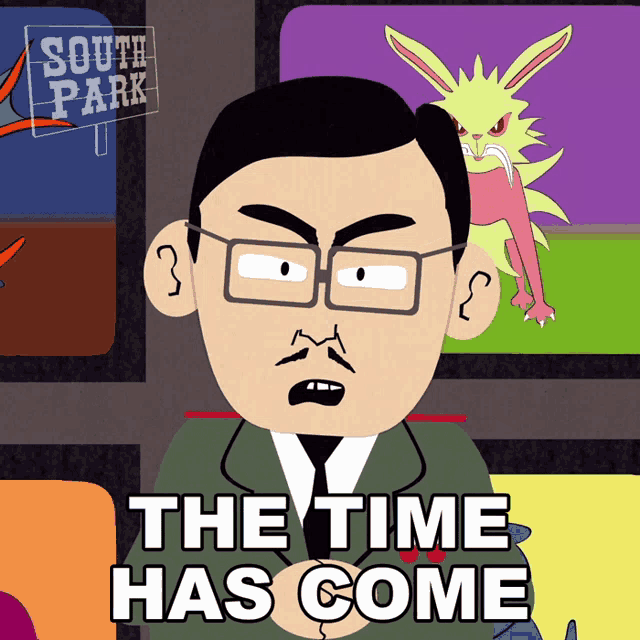 a south park poster with a man and a rabbit