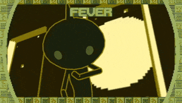 a cartoon character with the word fever on the bottom