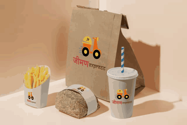 a paper bag with a jr express logo on it
