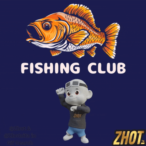a fishing club logo with a fish and a boy